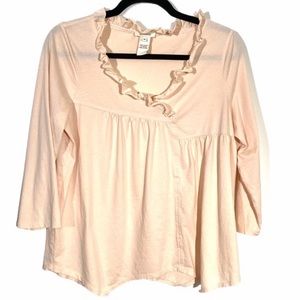 Sundance Light Peach Ruffle Detail Shirt Size S